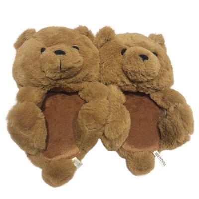 China 2021 New Style New Arrivel Soft Fur Lightweight Bedroom Rainbow Children Lovely Slips Plush Teddy Bear Animal House Indoor Slippers for sale