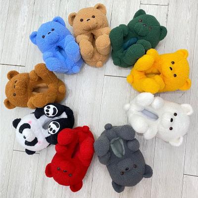 China 2021 New Design Light Weight Kids Teddy Bear Slippers Toddler Bear Slippers Kids Teddy Bear Slippers for sale