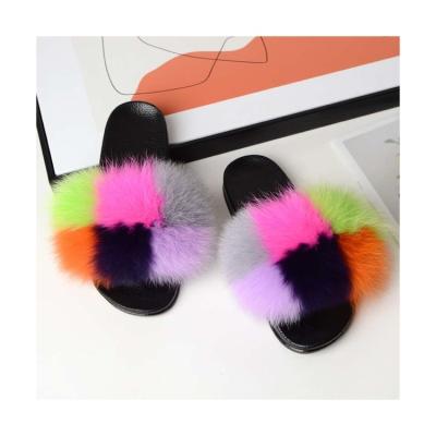 China Fashion Trend Fur Slides Slippers for Outdoor Women Girls Open Toe Furry Fluzzy Slides Slippers Fur Sandals for sale