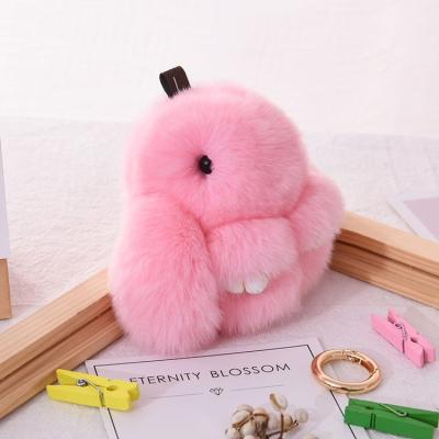 China Wholesale 100% Car Key Pendant Key Chain Rex Factory Direct Plush Rabbit Fur Backpack Keychain Children's Doll for sale