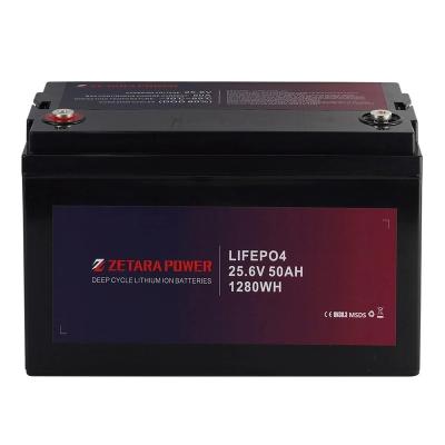 China 25.6V 50ah plus LiFePO4 Built-in BMS RV Deep Cycle Rechargeable lithium battery, waterproof 10 years home power 25.6v 50ah life for sale