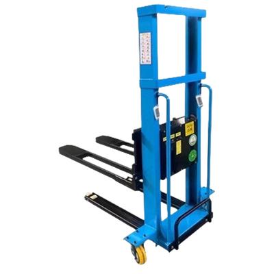 China Hotels Hot Pallet Truck 0.5 Ton Self Lift Semi Electric Stacker 500kg Self Loading Stacker Forklift With Cheap Price for sale