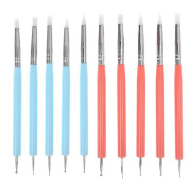 China Nail Tools Double Head Soft Nylon Hair Kolinsky Handle Acrylic Nail Brush Pens for sale