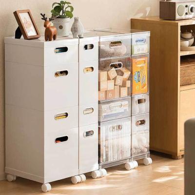 China Sustainable Open Plastic Storage Box With Unit Handle Organizers White Home Plastic Box For Kitchen Office Shelf Cabinet for sale