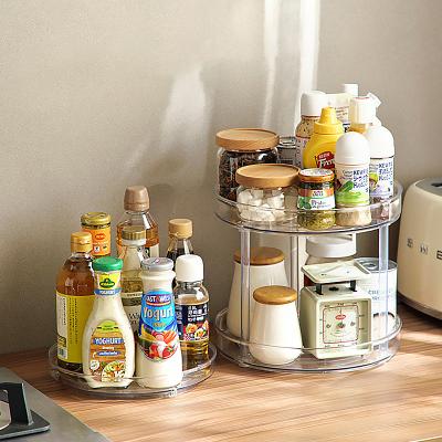 China Rotating Storage Plastic Non-slip Fridge Viable Rotating Stink Rack Shelf Storage Racks Kitchen Storage Seasoning Shelf for sale