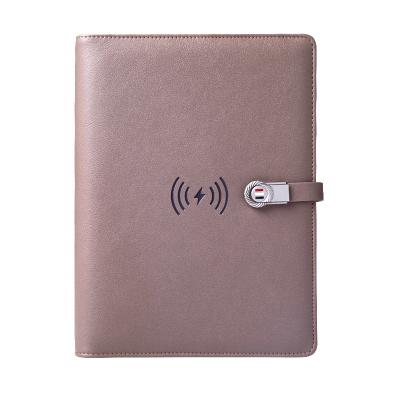 China Wholesale PU Material Size Hardcover Book Factory A5 Loose Leaf Notebook with Wireless Charger for sale