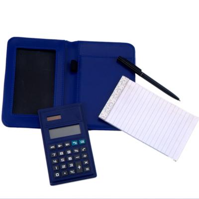 China Hot Selling Multifunctional Hardcover Book Solar Power Small Basic Notebook with Calculator and Pen For Office for sale