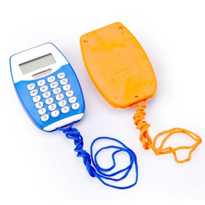 China Promotional General Purpose Calculator Promotional Cute Basic Small Digits 8 Dual Power Children Love Mini Pocket Portable Calculator With Rope for sale