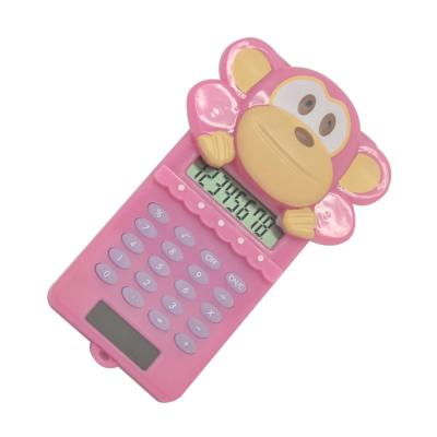 China Small Basic 8 Digits Calculator General Purpose Kids Love Monkey Shape Slide Cover Cartoon Calculator for sale