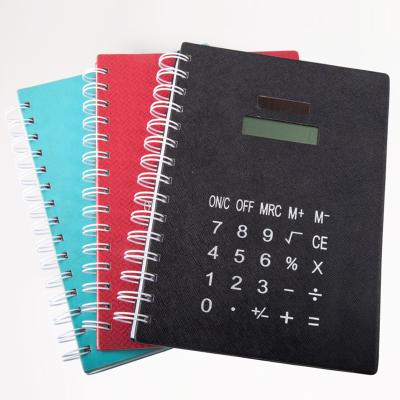 China A5 Size 8 Digit Solar Power Large Screen Spiral Notebook Calculator for Business Office for sale