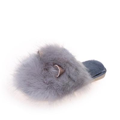 China Home Slippers Winter Home Slippers Female Open Fur Slippers Hairy Toe Slides Women Warm Faux Cross Soft Plush Ladies Slippers for sale