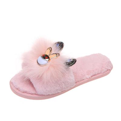 China High Quality Warm Indoor Faux Fur Home Plush Winter Commodity Sale Slippers Fluffy Slides Slippers for sale