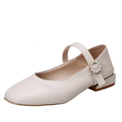 China Mary flat shoes 2022 spring and summer new soft pearl buckle low heel women's shoes for sale