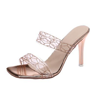 China 2022 fashion trend now design transparent high heel sandal summer PVC women's sexy high heel sandals for sale