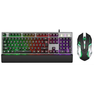 China Rainbow Optical Light Wired PC Computer Gaming Keyboard For Gamer With 2400 DPI Gaming Mouse Combo for sale