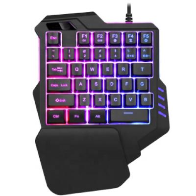 China new Anti-ghosting mini gaming keyboard 35keys wired LED backlit glass computer game one hand keyboard for sale