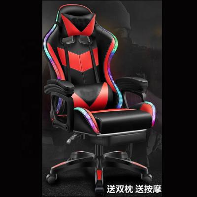 China (Size) 2021 Customized Adjustable Leather Light Blue Professional Gamer Led RGB Gaming Chair for sale