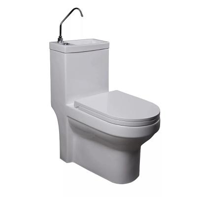 China BOOU Contemporary Bathroom Sanitary Ware (T-3000A) Economical Hot Selling One Piece P-trap Ceramic Toilet With Wash Basin for sale