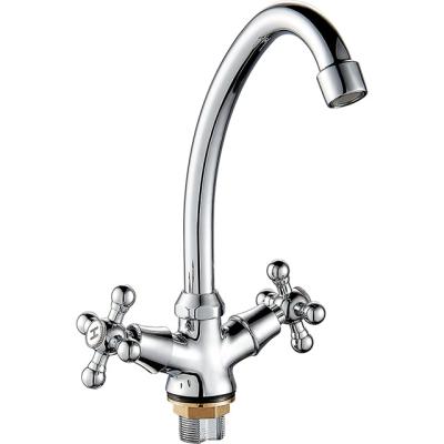 China Faucets (OZ5309-14F) Dual Handle Zinc Metered Faucet With Foot Cold Hot Water Mixer Cheap Deck Mounted Bathroom Mixer Tap for sale