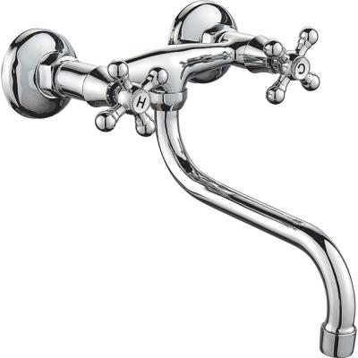 China Cheap Wall Mounted Double Handle Taps (OZ5309-5) Sense Zinc Cold-Hot Water Mixer Faucet Wall Mounted Kitchen Mixer for sale