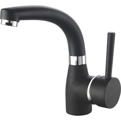 China Metered Faucets BOOU Deck Mount Bathroom Pull Down Basin Mixer Brass Black Faucet For Luxury Hotel for sale