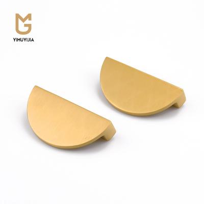 China YMYJ Modern Brass Furniture Handles Modern Light Semi Luxury Circle Pulls Wardrobe Dresser Cupboard Cabinet Drawer Half Moon Knobs for sale