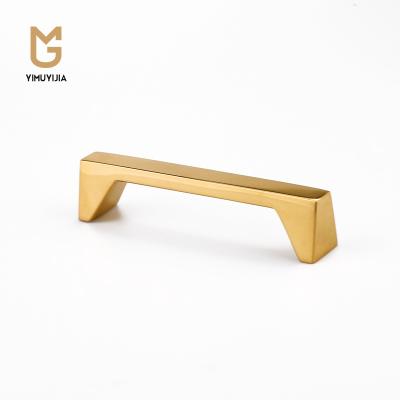 China American Style Minimalist Solid Brass Gold Finish 96mm Door Pull Handle Drawer Distance Hole For Furniture for sale