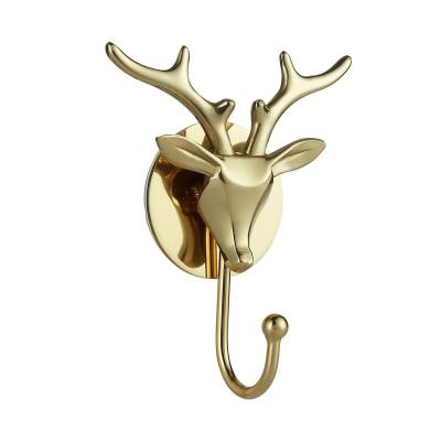 China Deer Home Decor Solid Brass Main Hook Strong Stocked Viscosity Wall Hook for sale