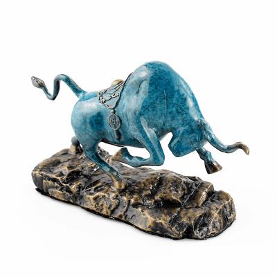 China China China Custom Design High Quality Brass Bull Sculpture Blue Brass Bull Statue for sale