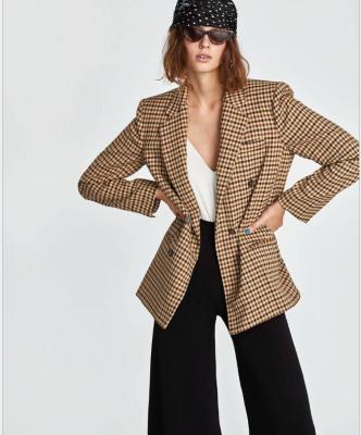 China Anti-wrinkle 2020 new winter fashion women's clothing cross lapel plaid jacket ladies coat for sale