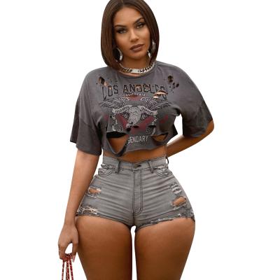 China New arrivals breathable 2022 summer new fashion jeans shorts thin ripped women burn and wash holes in super short jeans for sale