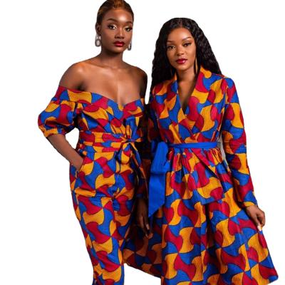 China 2021African Print Anti-Static Wrap Dress Elegant Dresses Women African Lady Dresses for sale