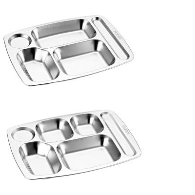 China Sustainable Wholesale Mess Restaurant Divided Trays Metal Stainless Steel Food Serving Dishes For Kids for sale