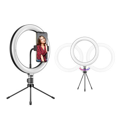 China Cosmetic Makeup 10 Inch Selfie LED Desktop Ring Light Dimmable Circle with Shutter Remote Control for sale