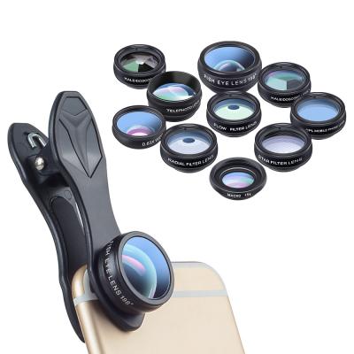 China Apexel Multifunctional Stretching Universal Hotline Portable Lens Clip On 10in1 Travel Camera Lens For Mobile Phone for sale