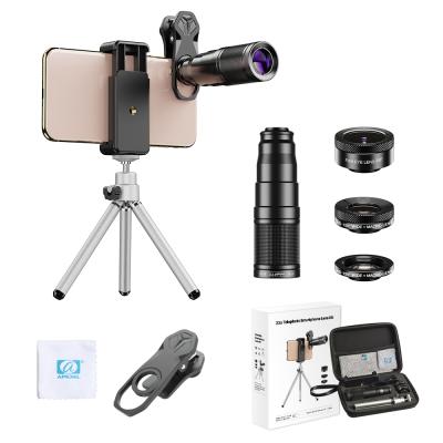 China Apexel Mobile Phone Lens 22x Detachable Telephoto Lens +Macro+Fisheye Telephoto+ Wide Angle Lens Kit/Macro/Fisheye Lens Kit 4 in1 for sale