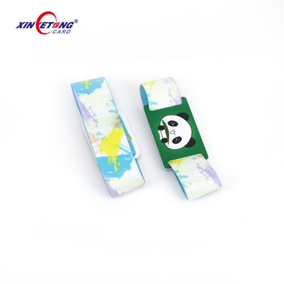 China Amusement Park Custom Printed Programmable Wristband NFC Elastic Wristband For Event Payment With PVC Tag for sale