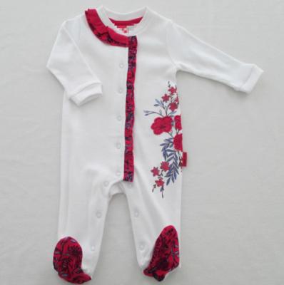 China De katoenen Koppeling 220G personaliseerde de Lange Koker van de Babypyjama met Voetenfranjes langs Placket Te koop