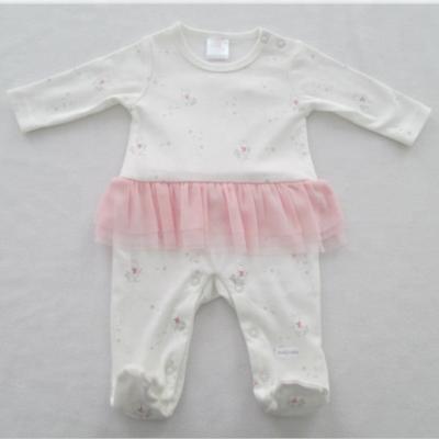 China Pyjama van de Katoenen Volledige de Kokersbaby Betaalde Kruippakjes Koppelingsbaby met Voeten Mesh Frills Te koop