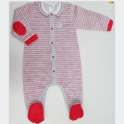 China Spinnen Sie gefärbten Baby-Velour-Spielanzug-Baby-füßigen Spielanzug Front Opening Footie Rib Collar zu verkaufen