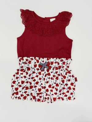 China Van de katoenen Sleeveless de Babykruippakje Gedrukte Bloemen Kanthalslijn Te koop