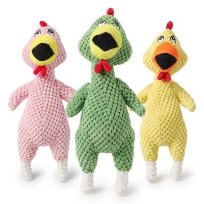 China Viable Wholesale Colorful Squeaky Cute Screaming Chicken Plush Dog Toys for sale