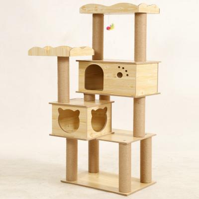 China Cat Tree Condo Furniture Kitten Activity Tower Sustainable Pet Kitty Play House With Sisal Covered Scratching Posts for sale