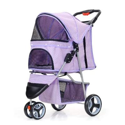 China One-Hand Fold 3 Wheels Jogger Pet Stroller Cat Dog Easy Walk Folding Easy Travel Carrier Stroller With Cup Holder for sale