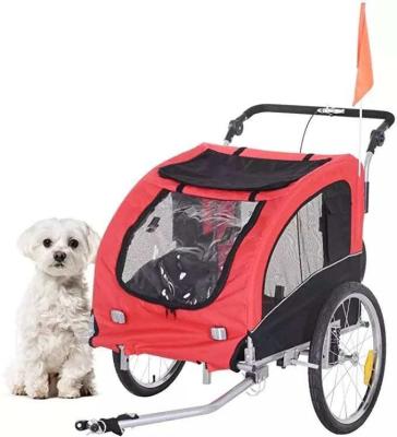 China Foldable Dogs Pet Bike Trailer Dog Stroller With Suspension for sale