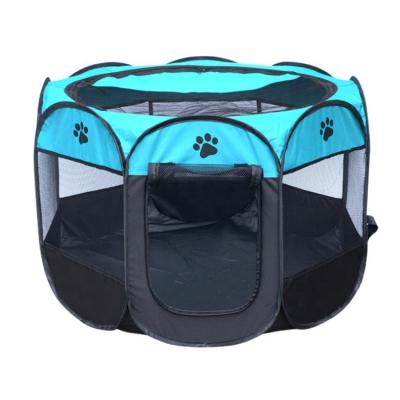 China Custom Foldable Logo Viable 8 Panels Travel Portable Pet Exercise Kennel Dog Playpen For Indoor&Outdoor for sale