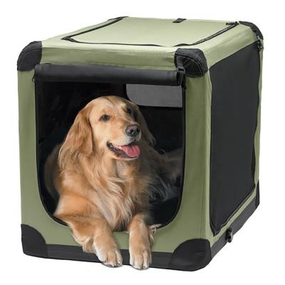 China Sustainable Portable Folding Outdoor Dog Crate Kennel Carry Dog Crate With Steel Frame for sale