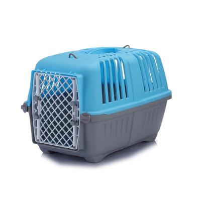 China Breathable Blue Luxury Metal Stainless Steel Travel Pet Cat Dog Cages Carriers for sale