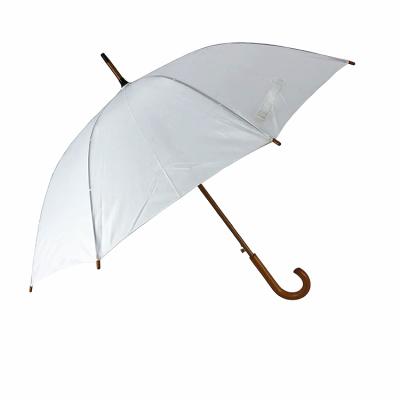 China Cheap Promotion Wooden Handle Axle Hanging White Straight Umbrella For Sale for sale