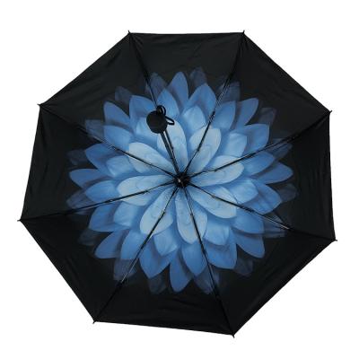 China UV Protection Folding Black Coating Flowering Small Foldable Umbrella for sale